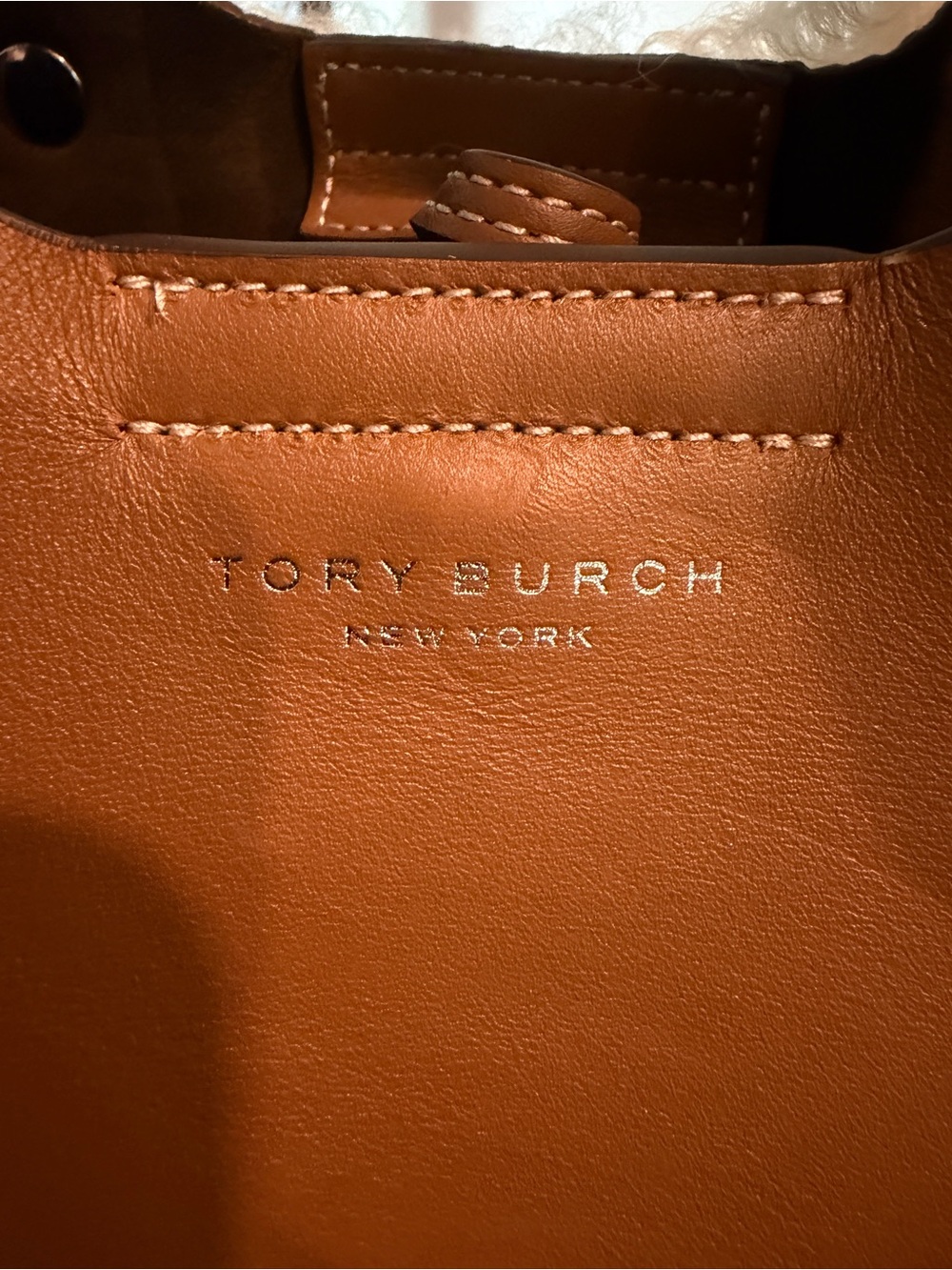TORY BURCH Rory Shearling Tote Bag & Pouch~Cream & Brown - Picture 11 of 12